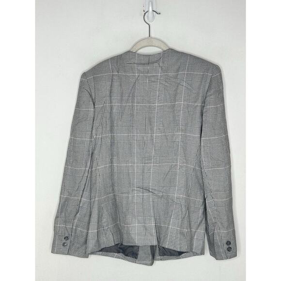 Vtg En Avance Women’s Button Houndstooth Gray V Neck Blazer Size 12 New - Picture 5 of 5